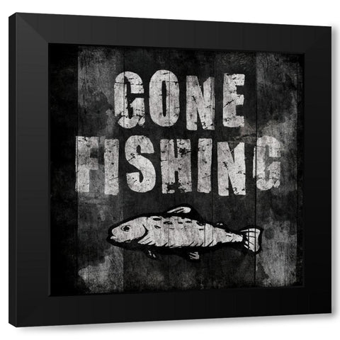 Gone Fishing Black Modern Wood Framed Art Print by Grey, Jace