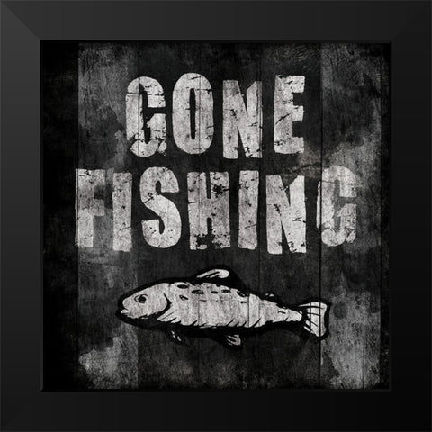 Gone Fishing Black Modern Wood Framed Art Print by Grey, Jace