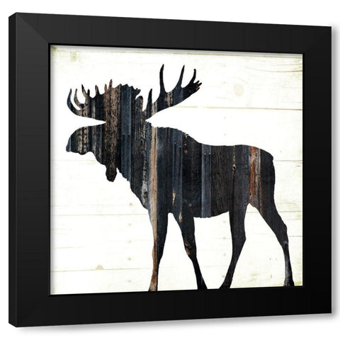 Wood On Wood Moose Black Modern Wood Framed Art Print with Double Matting by Grey, Jace