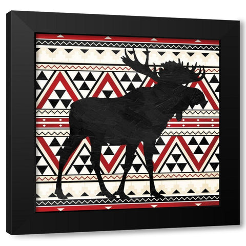 Aztec Moose Red Mate Black Modern Wood Framed Art Print with Double Matting by Grey, Jace