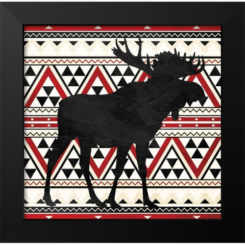 Aztec Moose Red Mate Black Modern Wood Framed Art Print by Grey, Jace