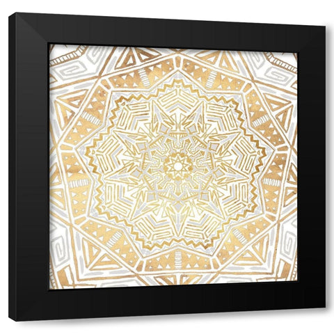 Gold Silver Mandala Black Modern Wood Framed Art Print by Grey, Jace