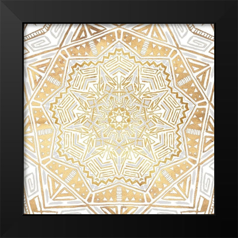 Gold Silver Mandala Black Modern Wood Framed Art Print by Grey, Jace