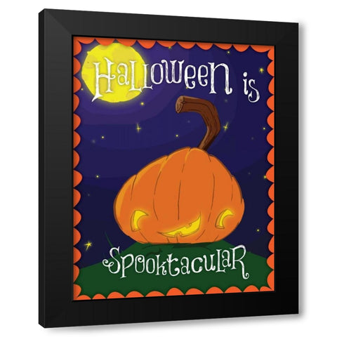 Spooktacular Pumpkin II Black Modern Wood Framed Art Print with Double Matting by Grey, Jace