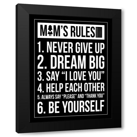 Mom Rules II Black Modern Wood Framed Art Print by Grey, Jace