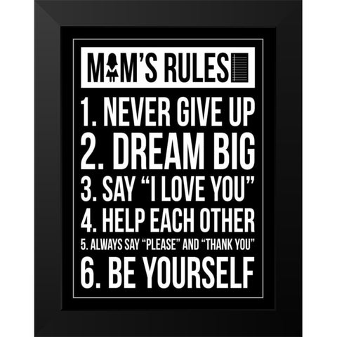 Mom Rules II Black Modern Wood Framed Art Print by Grey, Jace