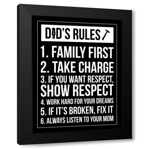 Dad Rules IV Black Modern Wood Framed Art Print by Grey, Jace