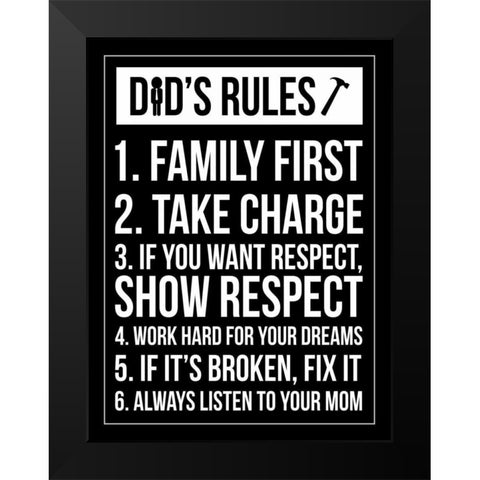 Dad Rules IV Black Modern Wood Framed Art Print by Grey, Jace