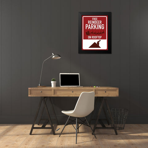 Free Reindeer Parking Black Modern Wood Framed Art Print by Grey, Jace