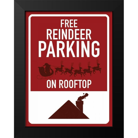 Free Reindeer Parking Black Modern Wood Framed Art Print by Grey, Jace
