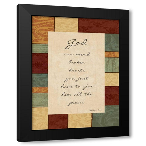 God Can Mend Black Modern Wood Framed Art Print by Grey, Jace