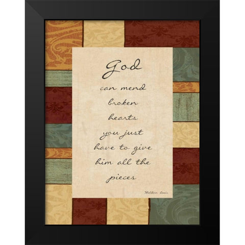 God Can Mend Black Modern Wood Framed Art Print by Grey, Jace