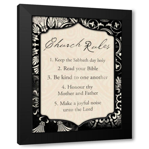 Church Rules mate Black Modern Wood Framed Art Print with Double Matting by Grey, Jace