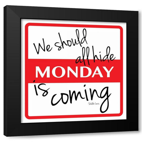 Monday Black Modern Wood Framed Art Print with Double Matting by Grey, Jace