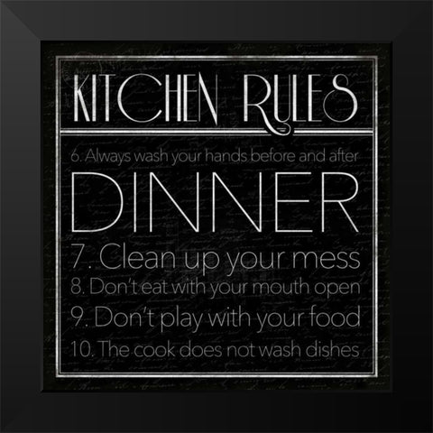 Kitchen Rules 2 Black Modern Wood Framed Art Print by Grey, Jace