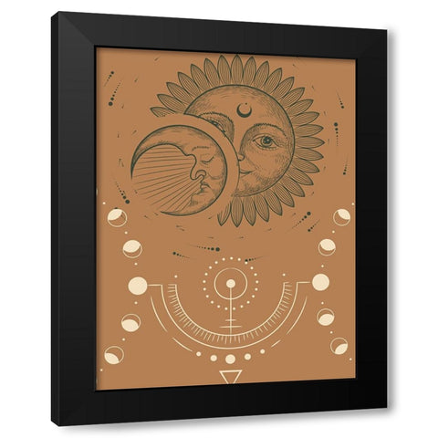 Man In The Moon Black Modern Wood Framed Art Print by Keith, Jesse
