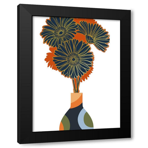 Pop Daisies Black Modern Wood Framed Art Print by Keith, Jesse