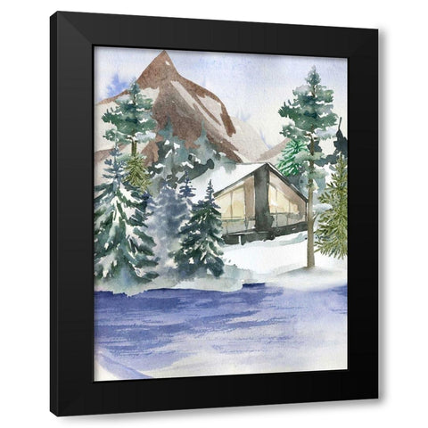 Hidden Cabin Black Modern Wood Framed Art Print with Double Matting by Keith, Jesse