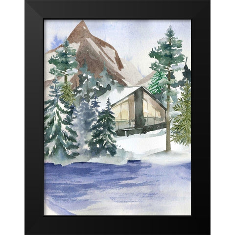 Hidden Cabin Black Modern Wood Framed Art Print by Keith, Jesse