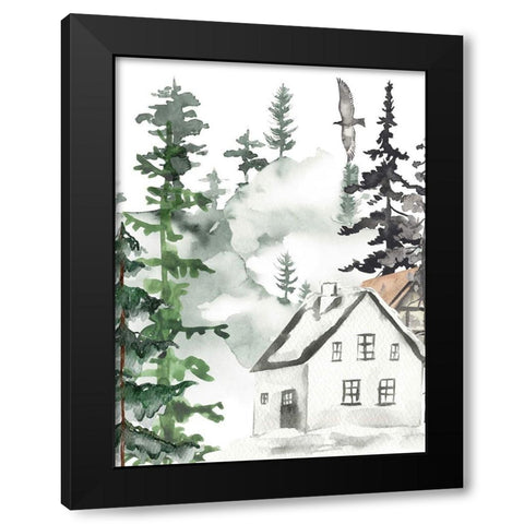 Snow Home Black Modern Wood Framed Art Print with Double Matting by Keith, Jesse