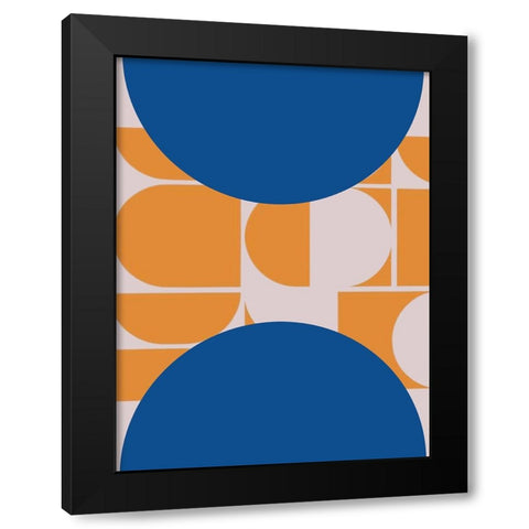 Navy Circles Black Modern Wood Framed Art Print by Keith, Jesse