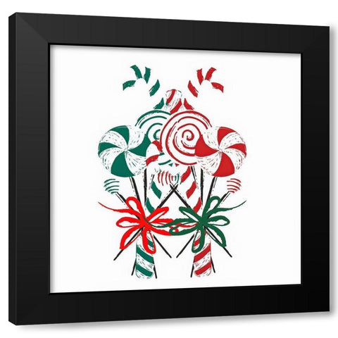 Candy Cane Black Modern Wood Framed Art Print by Keith, Jesse