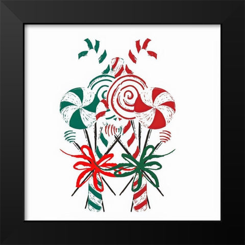 Candy Cane Black Modern Wood Framed Art Print by Keith, Jesse