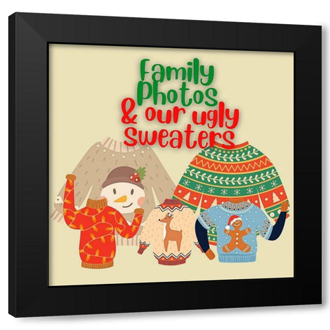 Ugly Sweaters Black Modern Wood Framed Art Print by Keith, Jesse