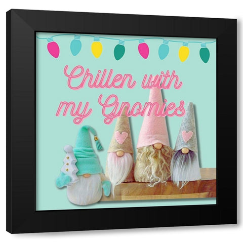 Gnomies Black Modern Wood Framed Art Print by Keith, Jesse