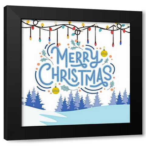 Merry Christmas Black Modern Wood Framed Art Print by Keith, Jesse