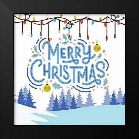 Merry Christmas Black Modern Wood Framed Art Print by Keith, Jesse
