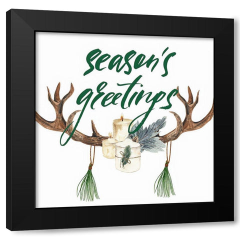 Seasons Greetings Black Modern Wood Framed Art Print by Keith, Jesse