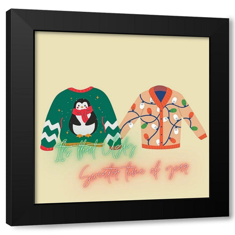 Sweater Weather Black Modern Wood Framed Art Print by Keith, Jesse