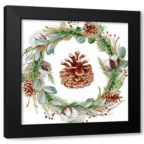 Wreath Black Modern Wood Framed Art Print by Keith, Jesse