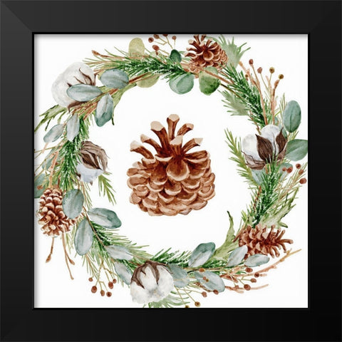 Wreath Black Modern Wood Framed Art Print by Keith, Jesse