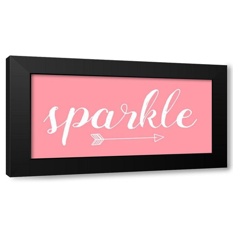 Sparkle Pink Arrow Black Modern Wood Framed Art Print by Matic,Jelena