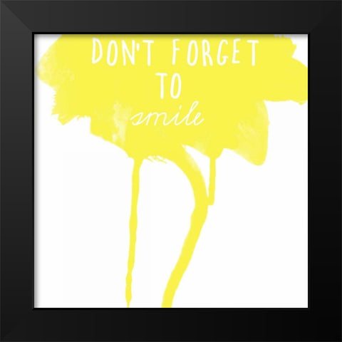 Yellow Smile Black Modern Wood Framed Art Print by Matic, Jelena