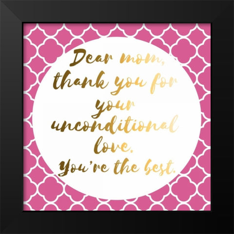 Thank You Mom Black Modern Wood Framed Art Print by Matic, Jelena