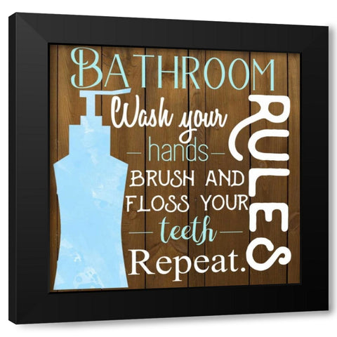 Bathroom Repeat Black Modern Wood Framed Art Print by Matic,Jelena