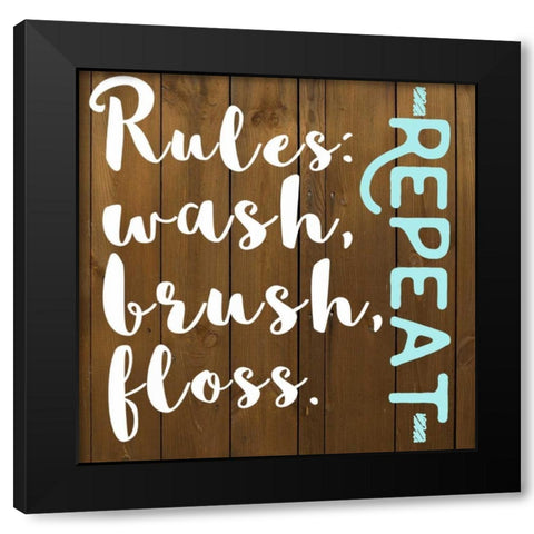 Floss Repeat Black Modern Wood Framed Art Print by Matic,Jelena