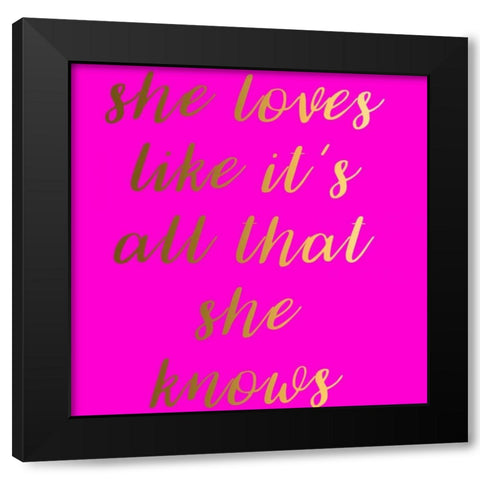 She Loves Black Modern Wood Framed Art Print with Double Matting by Matic,Jelena