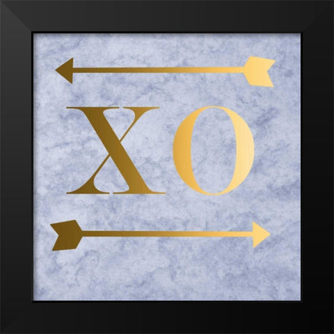 XO Grey Gold Black Modern Wood Framed Art Print by Matic,Jelena