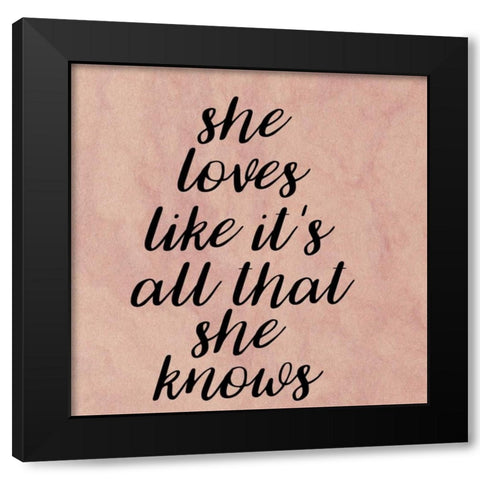 All She Knows Black Modern Wood Framed Art Print by Matic,Jelena