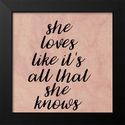 All She Knows Black Modern Wood Framed Art Print by Matic,Jelena