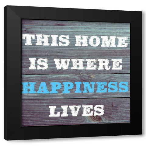 Where Happiness Lives Black Modern Wood Framed Art Print with Double Matting by Matic,Jelena