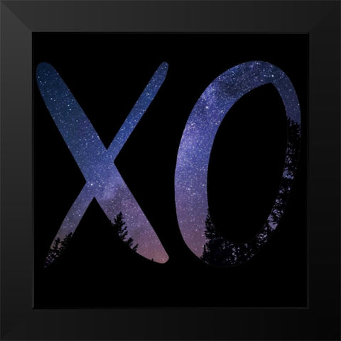 XO Black Black Modern Wood Framed Art Print by Matic,Jelena