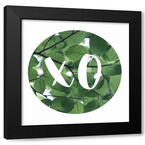 XO Leaves Black Modern Wood Framed Art Print with Double Matting by Matic,Jelena