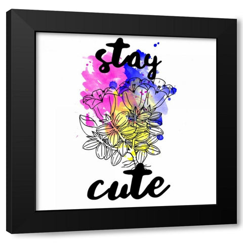 Stay Cute Splash Black Modern Wood Framed Art Print with Double Matting by Matic,Jelena