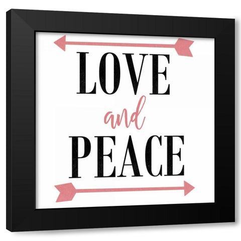 Love and Peace Arrow Black Modern Wood Framed Art Print by Matic,Jelena