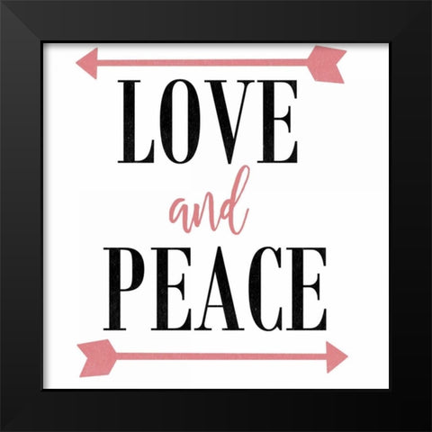 Love and Peace Arrow Black Modern Wood Framed Art Print by Matic,Jelena